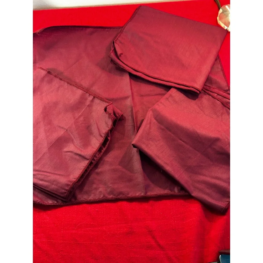 Set of 4 Burgundy Cloth Table Napkins 16x16 Square Solid Deep Red Linens